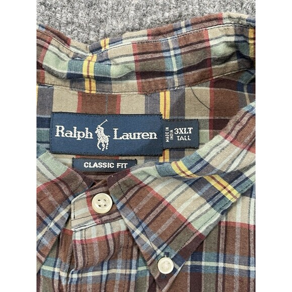 Ralph Lauren Men’s Shirt 3XLT Madras Plaid Classic Fit Button Down S/S Big Tall - Picture 3 of 16